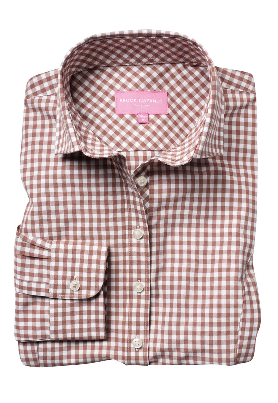 kansas ladies' l/s blouse - brown