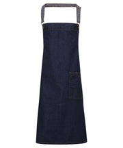 District waxed-look denim bib apron