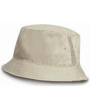 Deluxe washed cotton bucket hat with side mesh panels