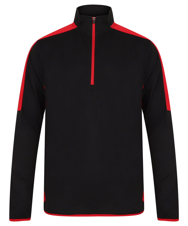 ¼ zip mid-layer with contrast panelling 