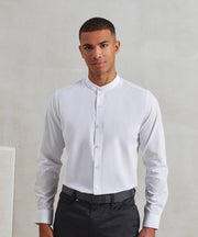Banded collar grandad long sleeve shirt