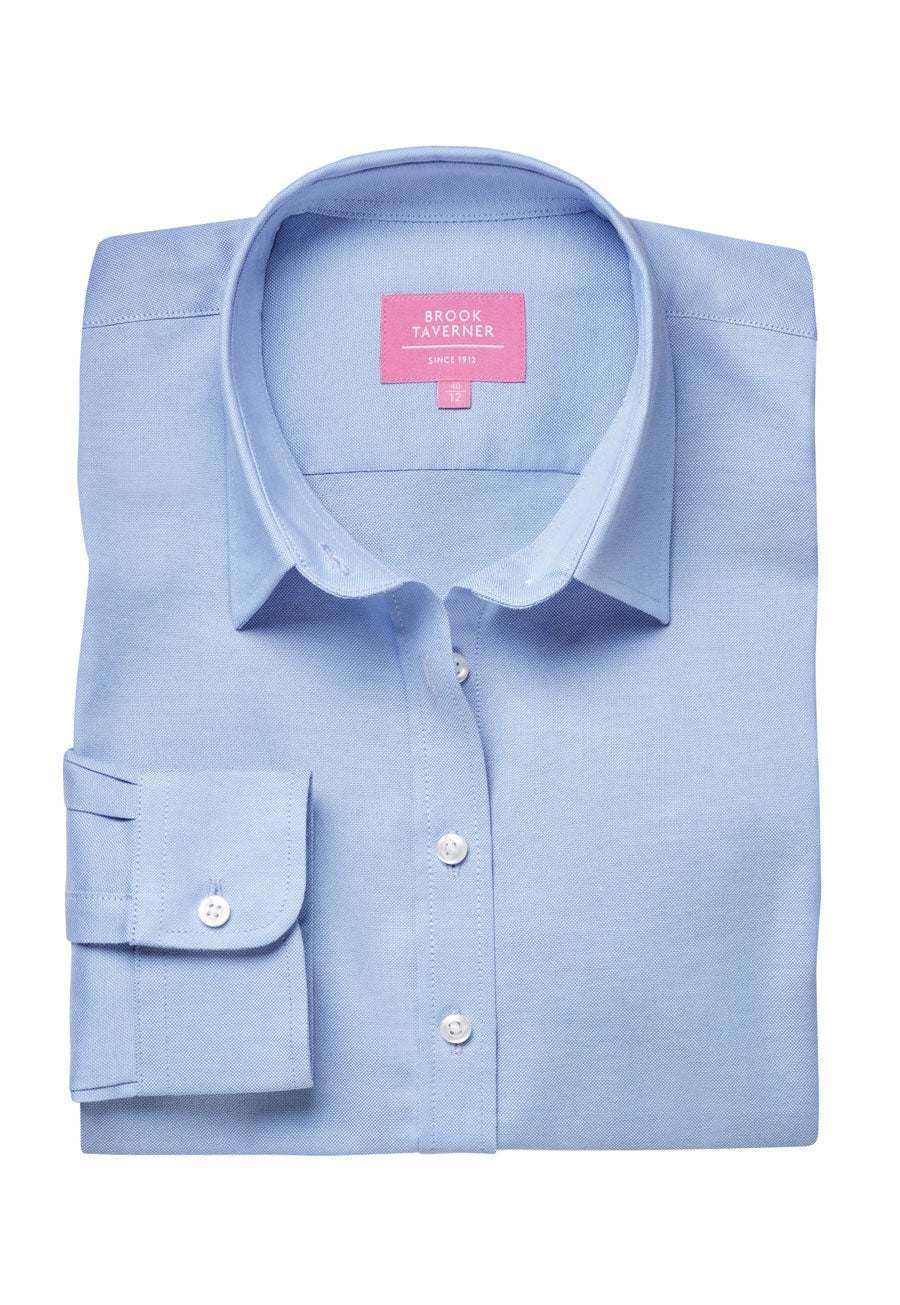 albany ladies' l/s blouse - sky blue