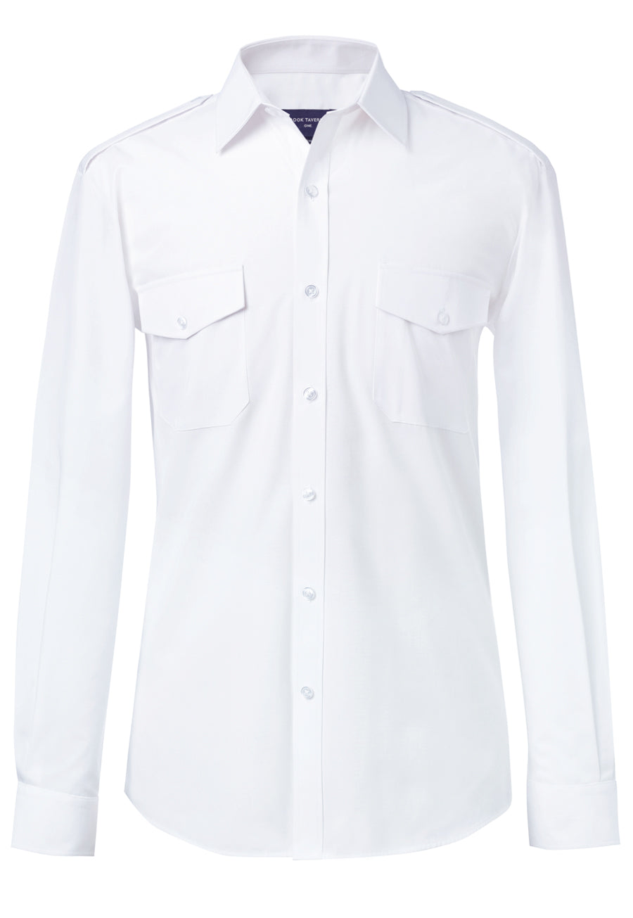 ares men's l/s pilot shirt - white