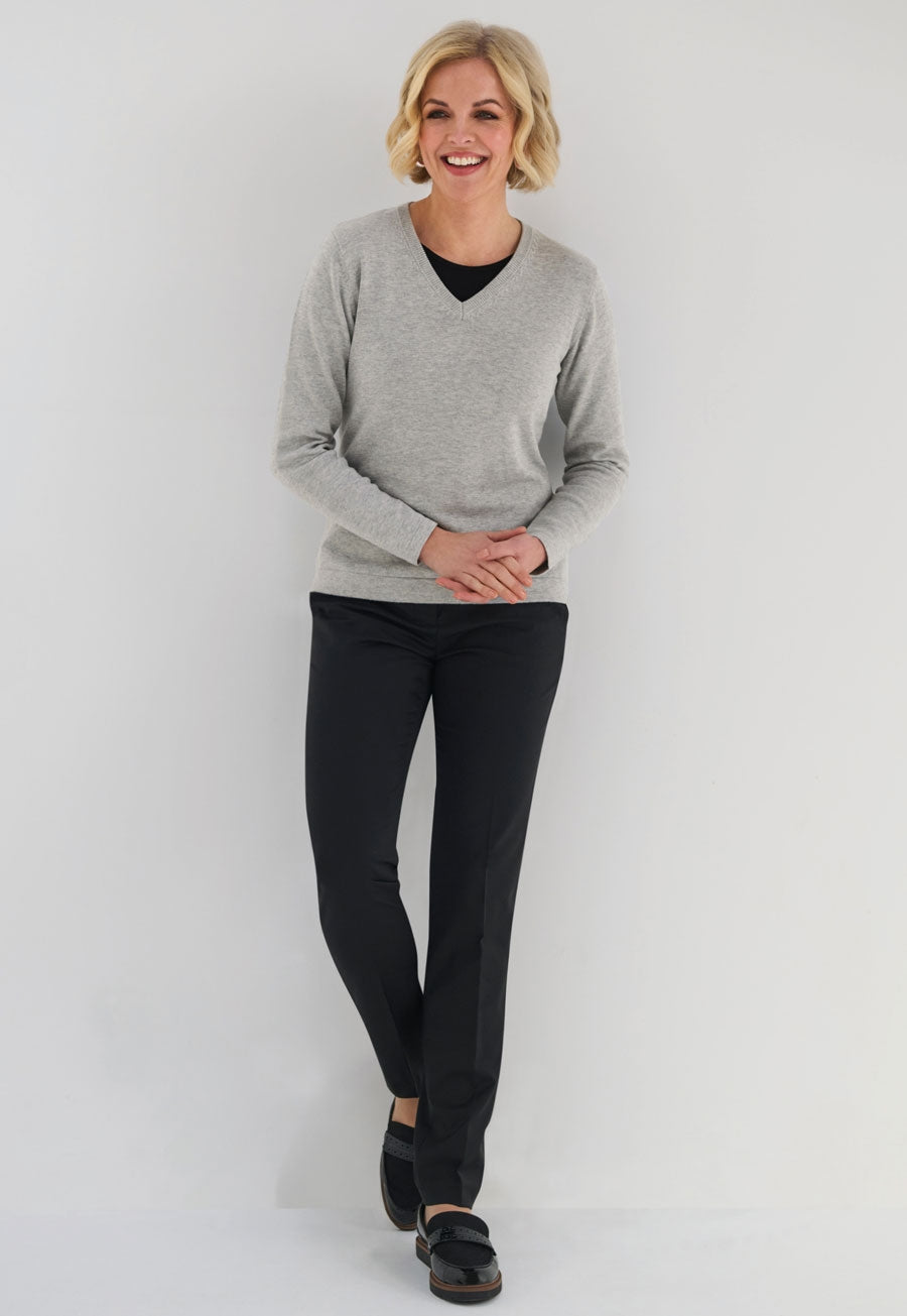 Atlanta V Neck Jumper - Charcoal