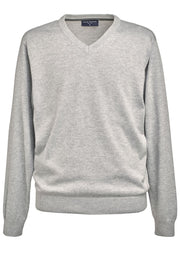 Boston V Neck Jumper - Silver