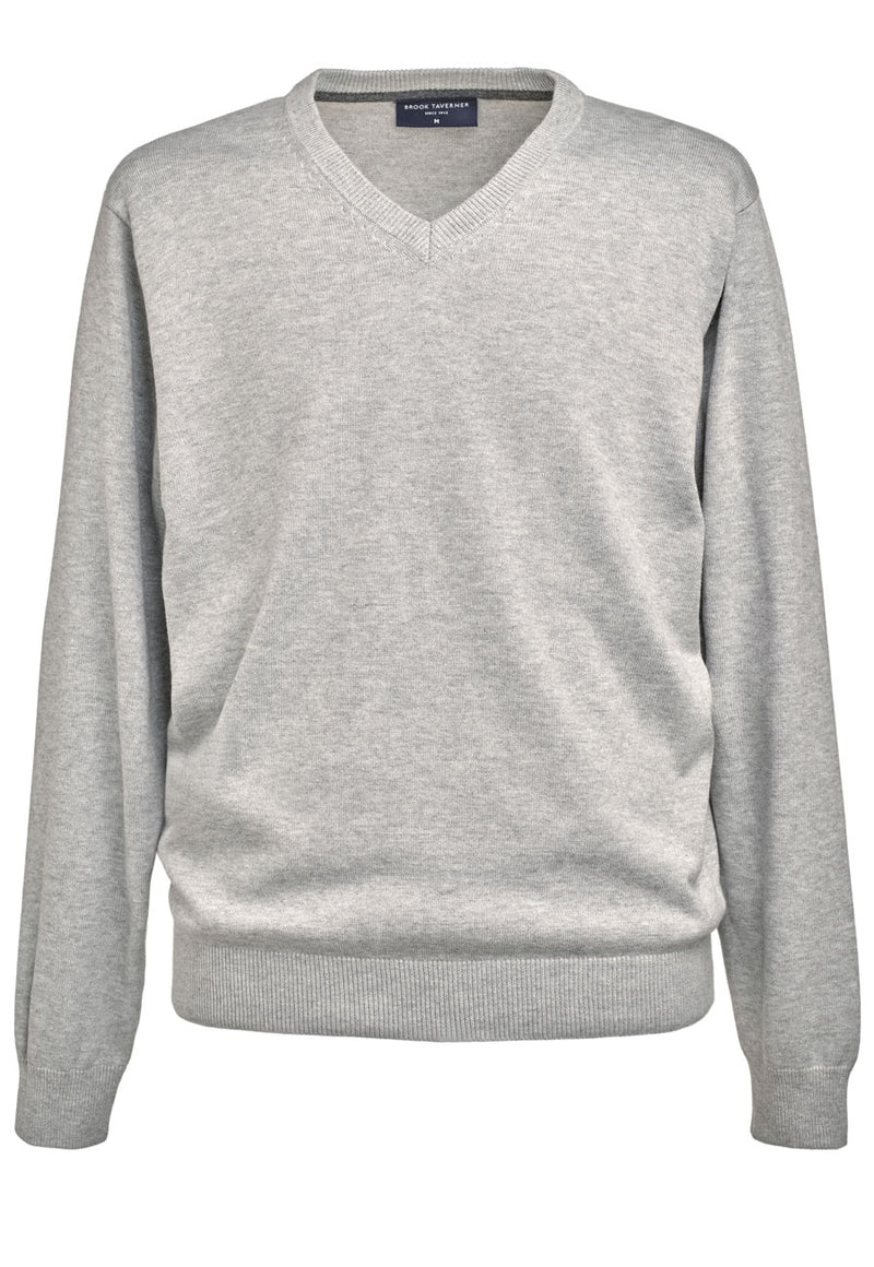 Boston V Neck Jumper - Silver