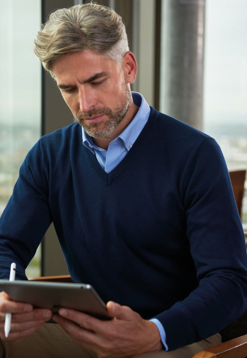 Boston V Neck Jumper - Charcoal