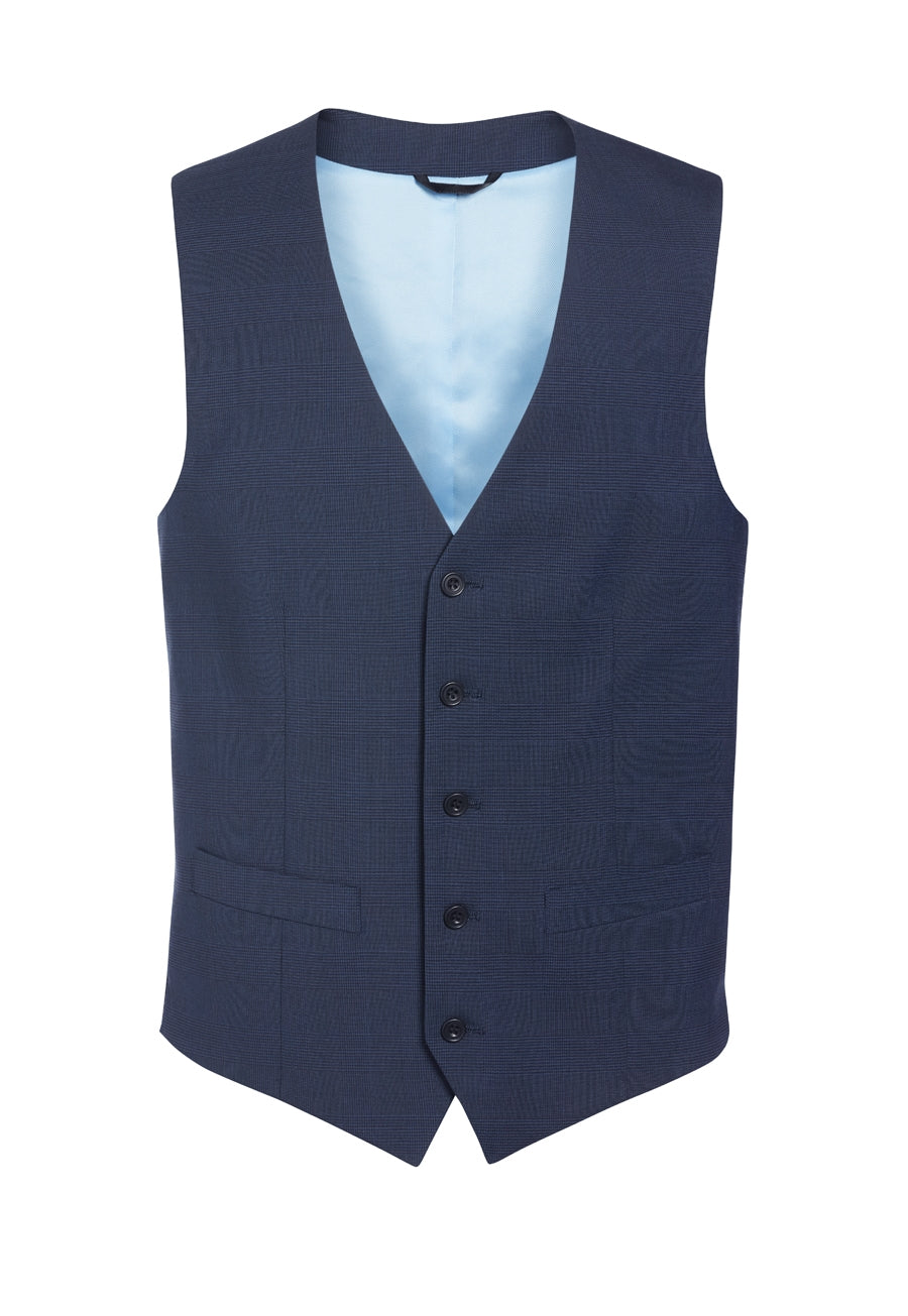 busso waistcoat - navy check