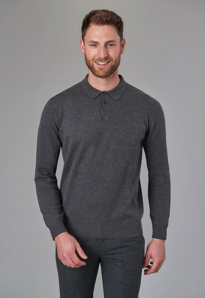 Casper L/S Knit Polo Shirt - Navy
