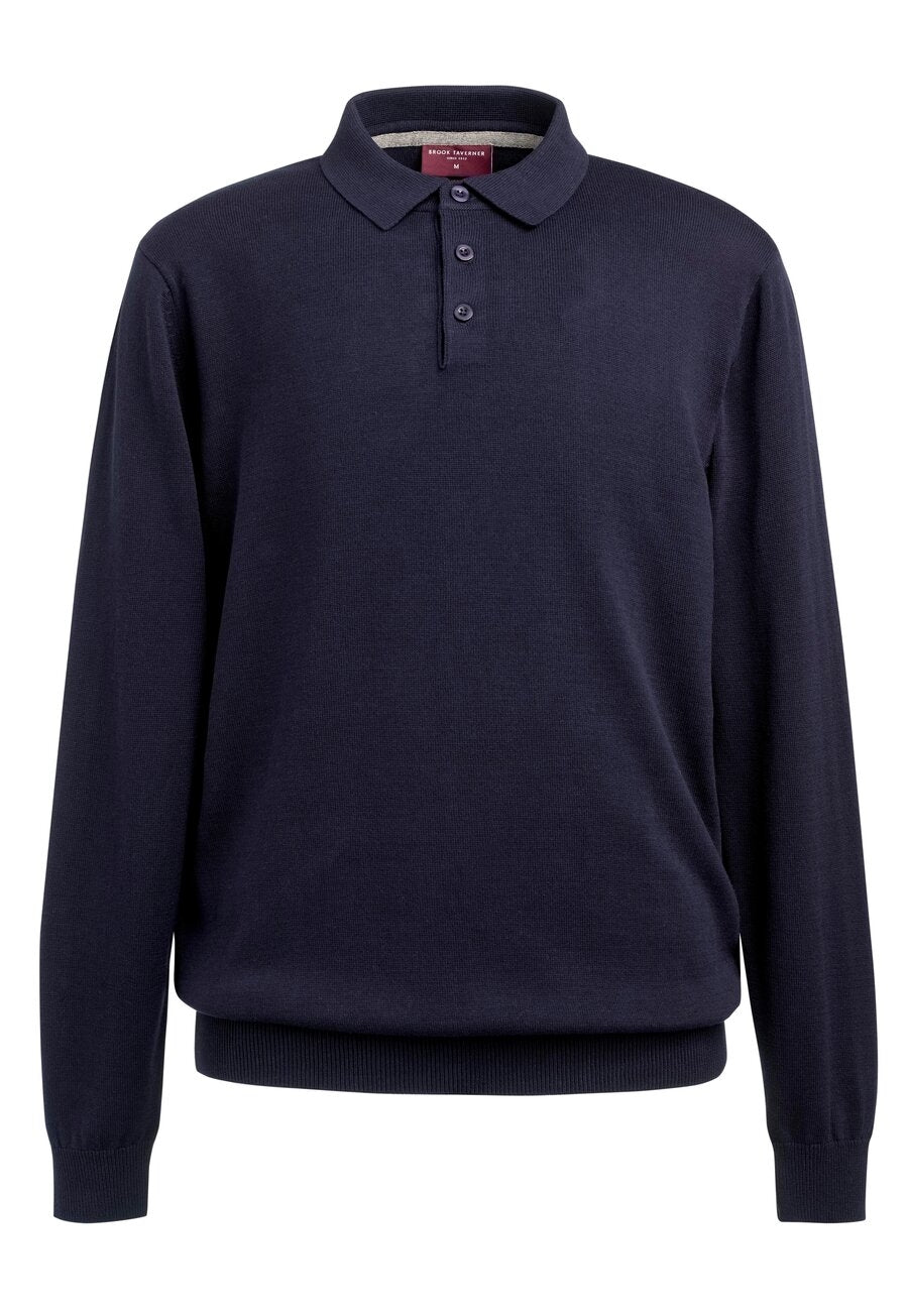 casper l/s knit polo shirt - navy