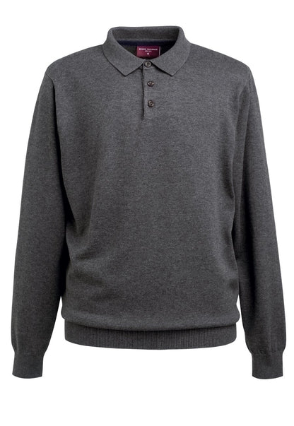 Casper L/S Knit Polo Shirt - Charcoal