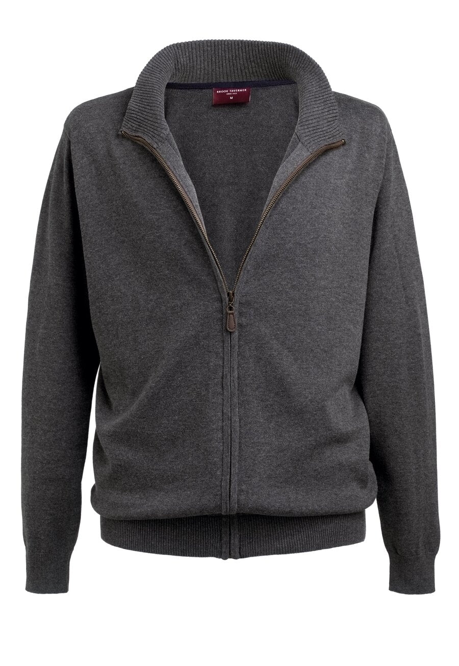 columbus zip cardigan - charcoal
