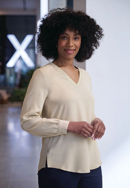 Como L/S Crepe Blouse - Putty