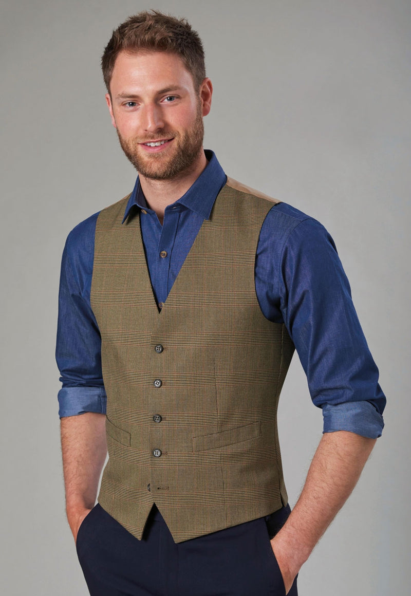 Emilio Check Waistcoat - Green Chk