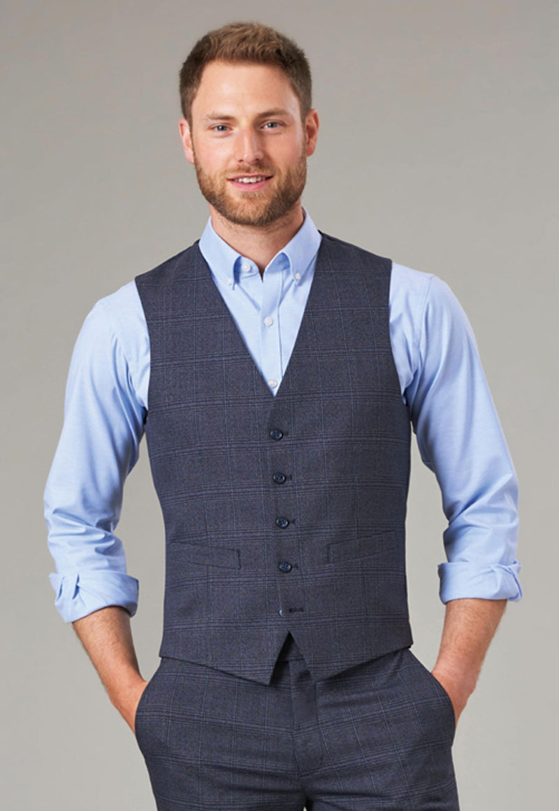 Emilio Check Waistcoat - Navy Check