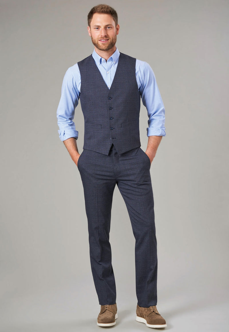 Fabian Slim Fit Trouser - Navy Check