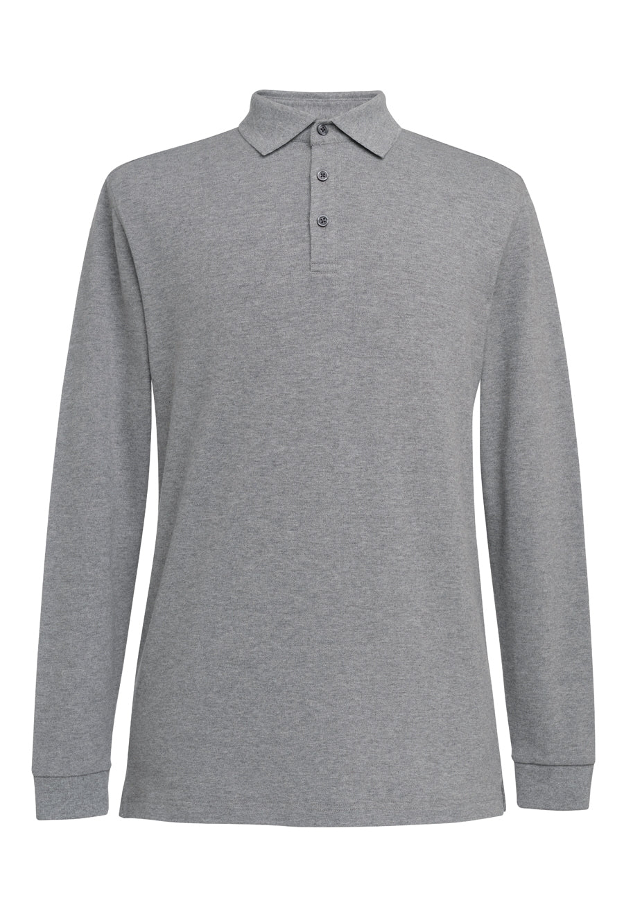 frederick l/s polo shirt - grey marl