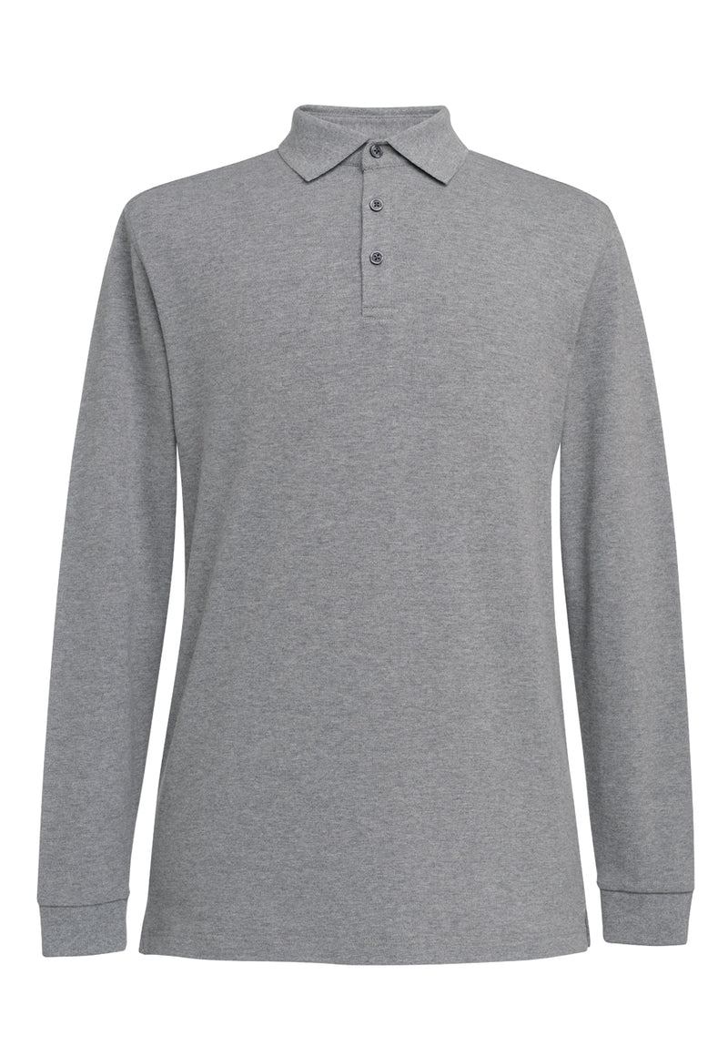 Frederick L/S Polo Shirt - Grey Marl