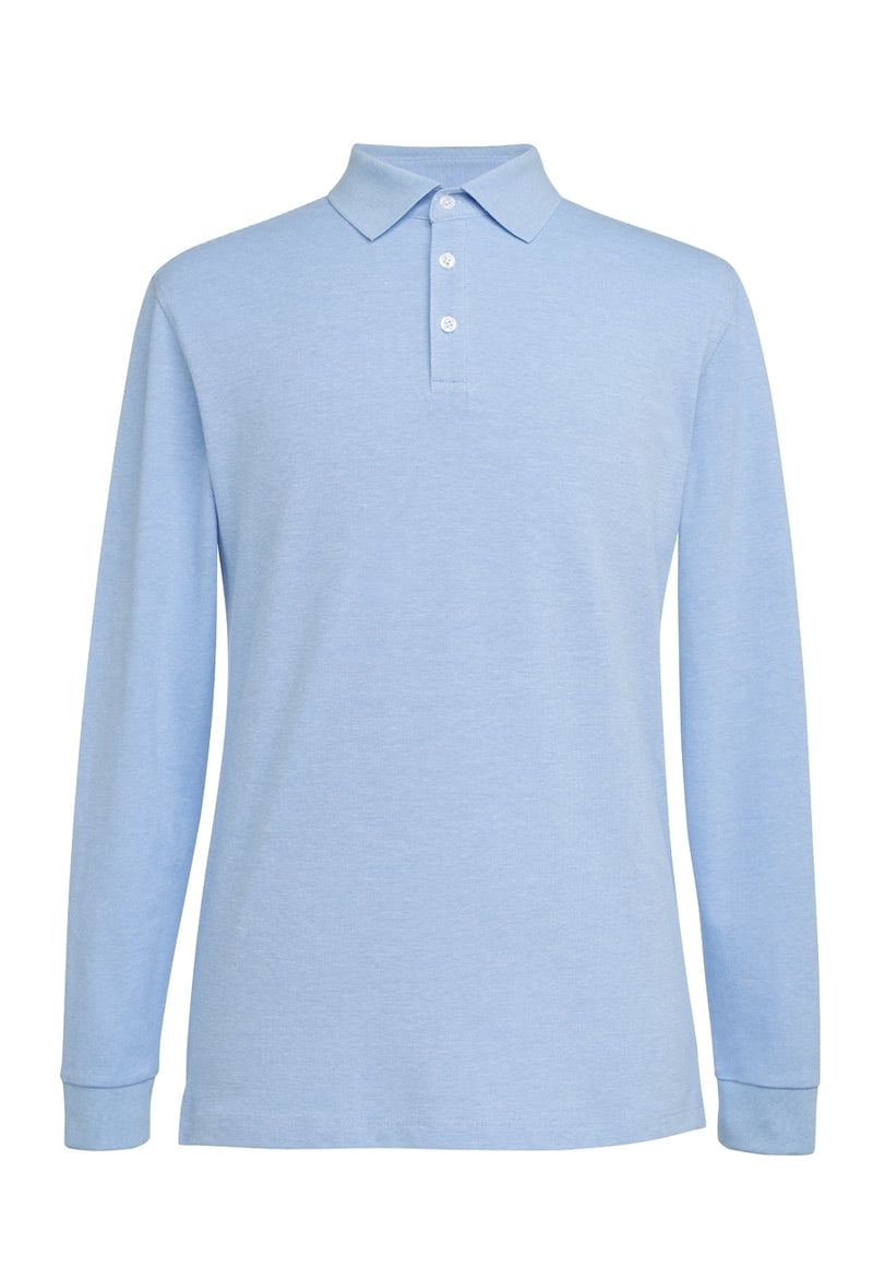 Frederick L/S Polo Shirt - Sky Marl