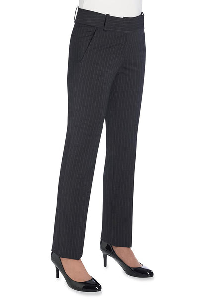 Genoa Tailored Leg Trouser - Char p/str