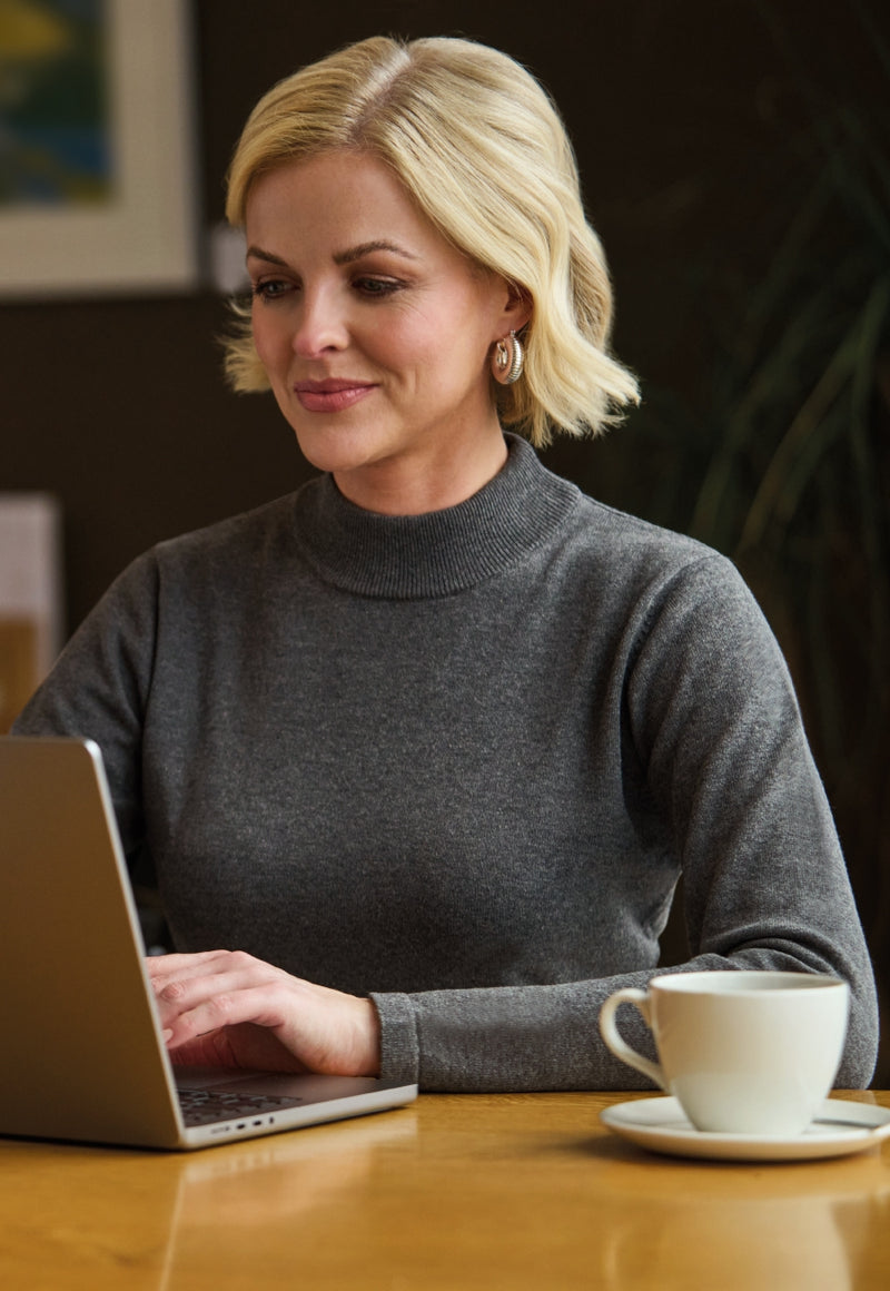 Golden Turtleneck Jumper - Charcoal