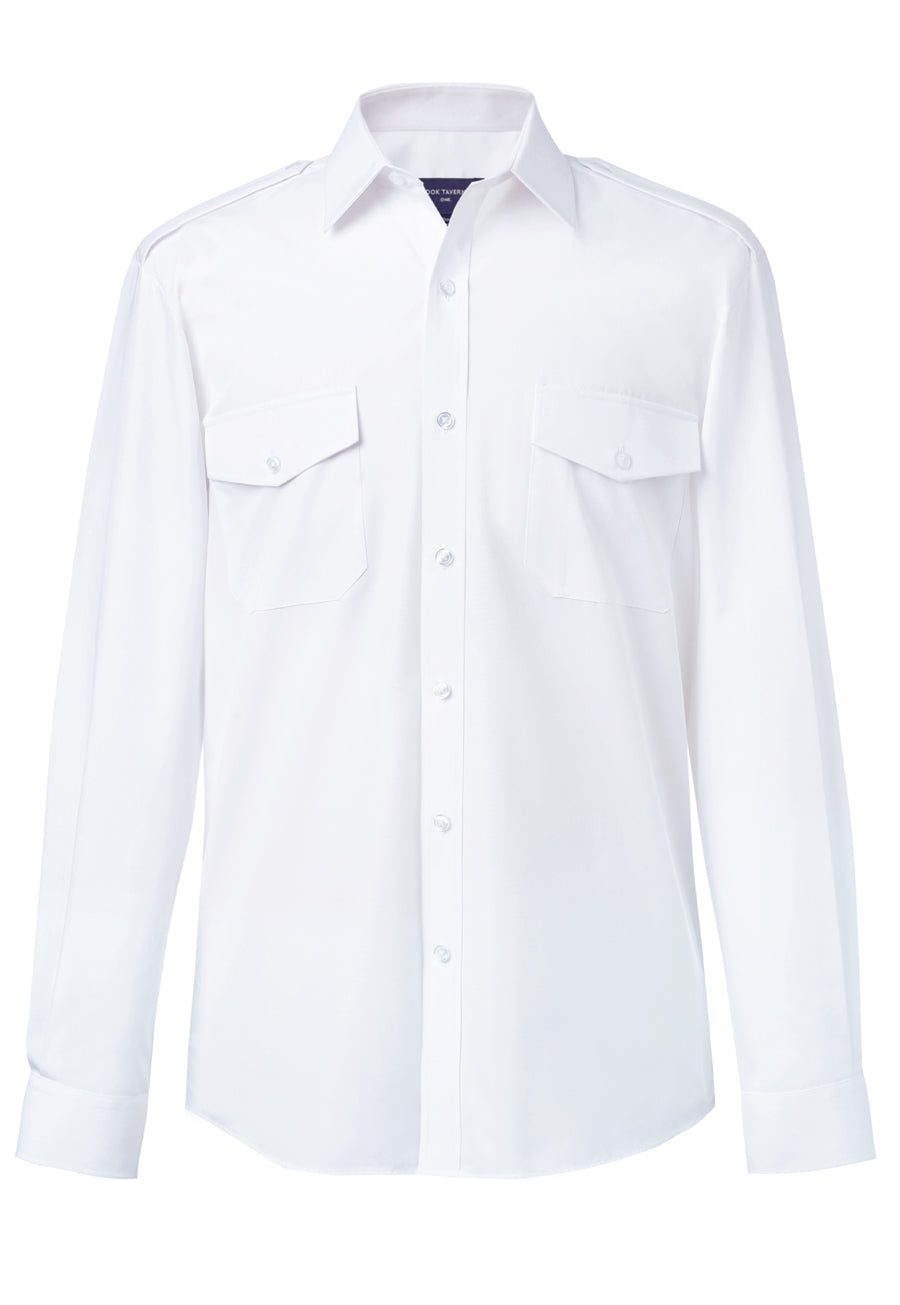 hermes men's l/s pilot shirt - white