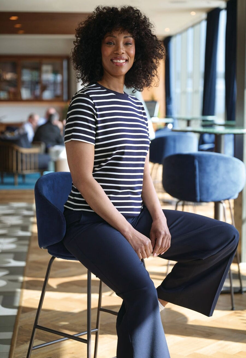 NEW Cora Wide Leg Trouser - Navy P/Dot