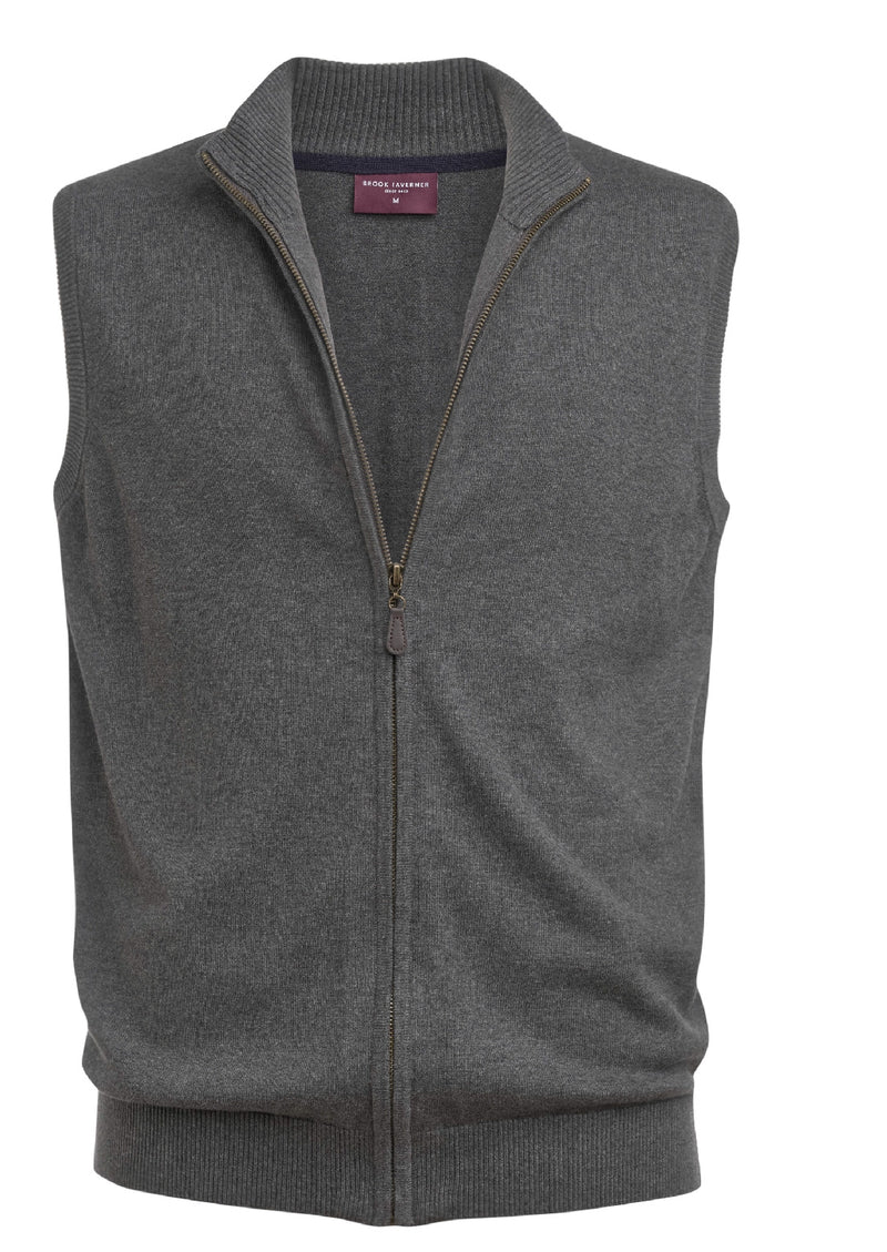 Lincoln Knitted Zip Gilet - Charcoal