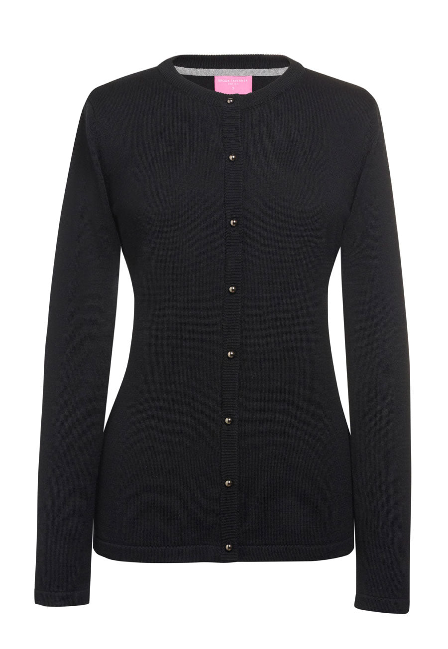 seattle crew neck cardigan - black