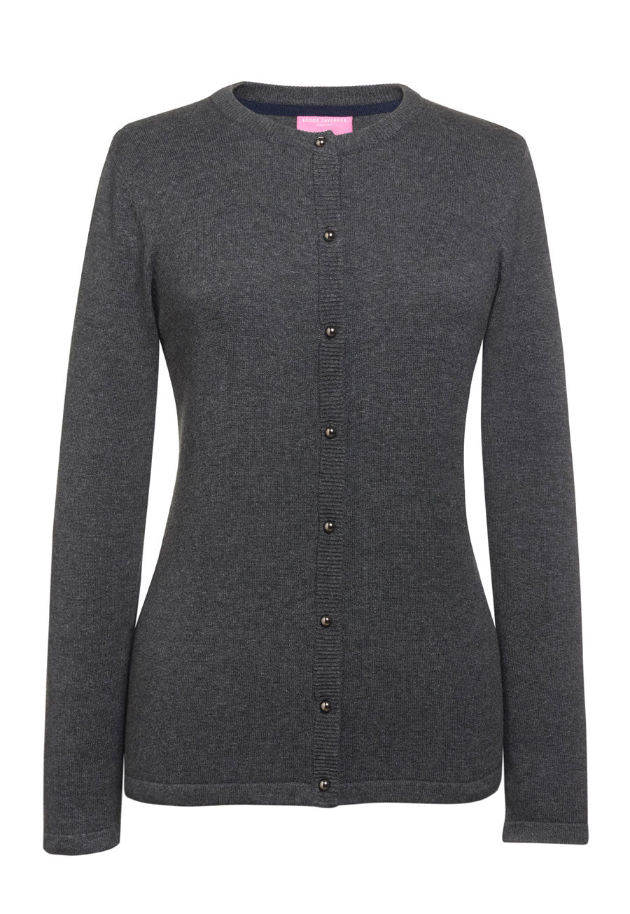 seattle crew neck cardigan - charcoal