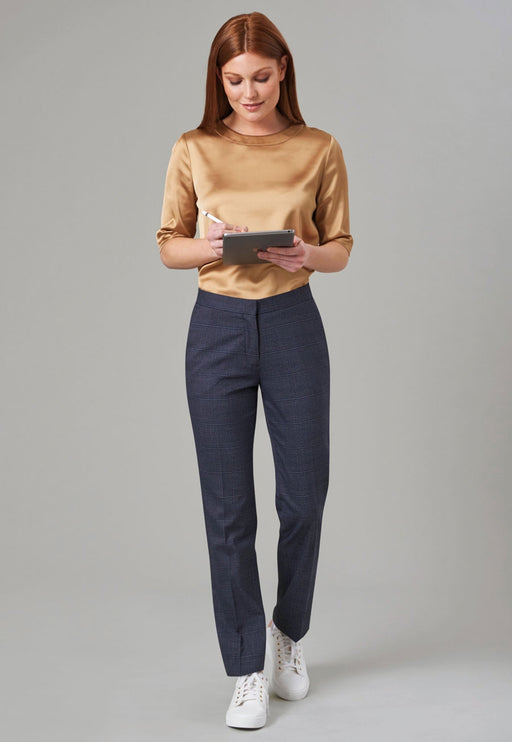 Stella Straight Leg Trouser - Navy Check