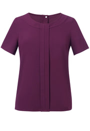 Verona S/S Crepe Blouse - Burgundy